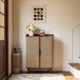 2 Door Rattan Shoe Cabinet Cupboard Storage Sideboard