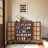 2 Door Rattan Shoe Cabinet Cupboard Storage Sideboard
