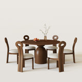 Mid Century Dining Table Set With 360° Rotating Lazy Susan