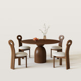 Mid Century Dining Table Set With 360° Rotating Lazy Susan