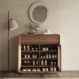 Rattan Solid Wood Shoe Cabinet Storage