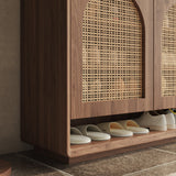 Rattan Solid Wood Shoe Cabinet Storage