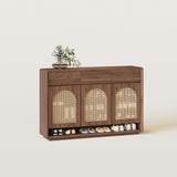Rattan Solid Wood Shoe Cabinet Storage