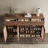 Rattan Solid Wood Shoe Cabinet Storage