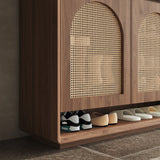 Rattan Solid Wood Shoe Cabinet Storage