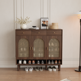 Brown Solid Wood Shoe Storage Cabinet