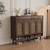 Brown Solid Wood Shoe Storage Cabinet
