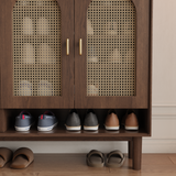 Brown Solid Wood Shoe Storage Cabinet