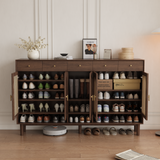 Brown Solid Wood Shoe Storage Cabinet