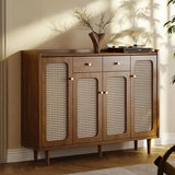 Modern Rattan Shoe Storage with Cabinet Entryway