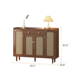 Modern Rattan Shoe Storage with Cabinet Entryway