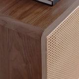 Farmhouse Rattan Shoe Storage Organizer Cabinet