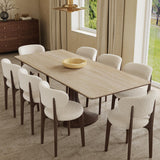 Walnut Colored Veneer Matte Rock Dining Table
