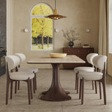Walnut Colored Veneer Matte Rock Dining Table