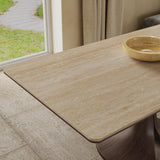 Walnut Colored Veneer Matte Rock Dining Table