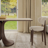 Walnut Colored Veneer Matte Rock Dining Table