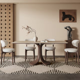 Walnut Colored Veneer Matte Rock Dining Table