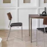 Leather Dining Chair with Ergonomic Design and Steel Frame