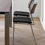 Leather Dining Chair with Ergonomic Design and Steel Frame