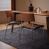 Leather Dining Chair with Ergonomic Design and Steel Frame