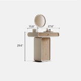 Cream Style Makeup Vanity Storage Cabinet with Round Mirror