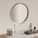 Cream Style Makeup Vanity Storage Cabinet with Round Mirror