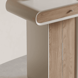 Cream Style Makeup Vanity Storage Cabinet with Round Mirror