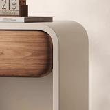 Cream Style Bedroom Cube Nightstand with One Drawer