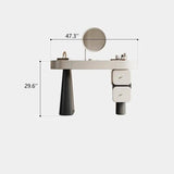 Curved Corner Makeup Vanity with Mirror And Small Drawers