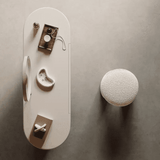 Curved Corner Makeup Vanity with Mirror And Small Drawers