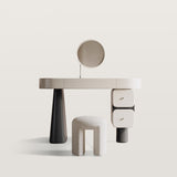 Curved Corner Makeup Vanity with Mirror And Small Drawers