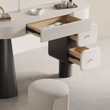 Curved Corner Makeup Vanity with Mirror And Small Drawers