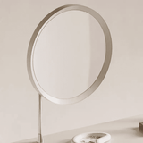 Curved Corner Makeup Vanity with Mirror And Small Drawers