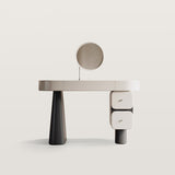 Curved Corner Makeup Vanity with Mirror And Small Drawers