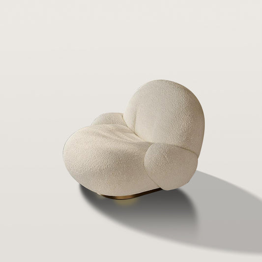 Rotating Single Lambskin Sofa Chair with Metal Base