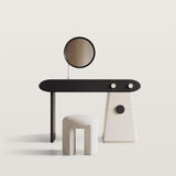 Black Minimalist Style Makeup Vanity with Round Mirror