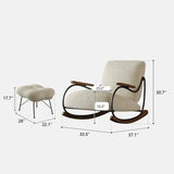 Modern Upholstered Rocking Chair with Footstool Rocker Recliner