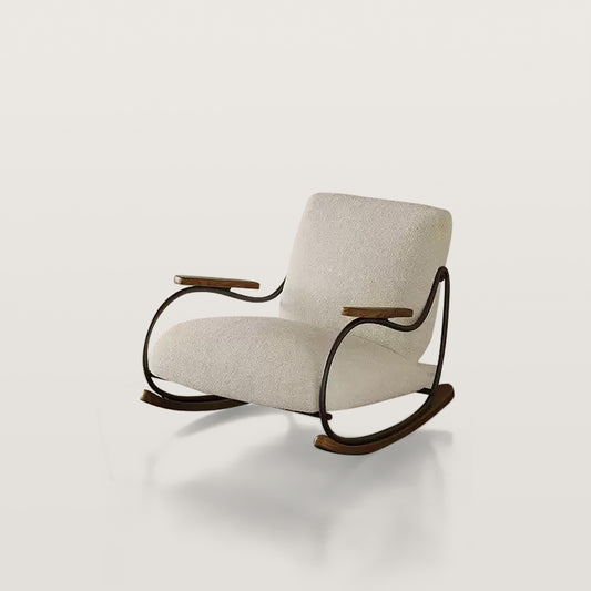 Modern Upholstered Rocking Chair with Footstool Rocker Recliner