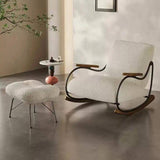 Modern Upholstered Rocking Chair with Footstool Rocker Recliner