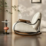 Modern Upholstered Rocking Chair with Footstool Rocker Recliner