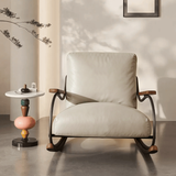 Modern Upholstered Rocking Chair with Footstool Rocker Recliner