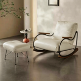 Modern Upholstered Rocking Chair with Footstool Rocker Recliner