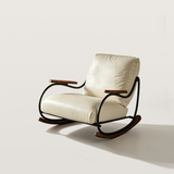 Modern Upholstered Rocking Chair with Footstool Rocker Recliner