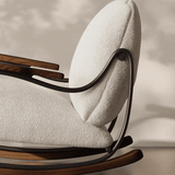 Modern Upholstered Rocking Chair with Footstool Rocker Recliner