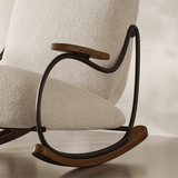 Modern Upholstered Rocking Chair with Footstool Rocker Recliner