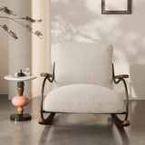 Modern Upholstered Rocking Chair with Footstool Rocker Recliner
