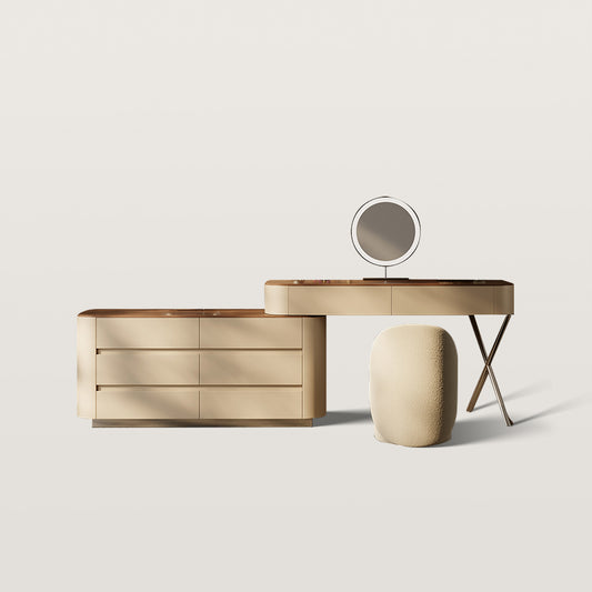 Adjustable Makeup Vanity Integrated with Bucket Cabinet