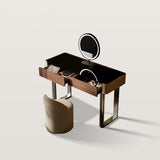 Minimalist Bedroom Makeup Vanity with Glass Top