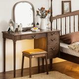 Vintage Makeup Vanity with Carved Craftsmanship