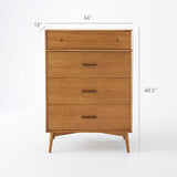 Light Brown Dresser Storage Cabinet with 4 Drawers